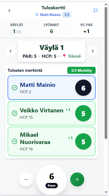 Mobiilituloskortti – Matti Mainio päivitettiin tulokseksi 6