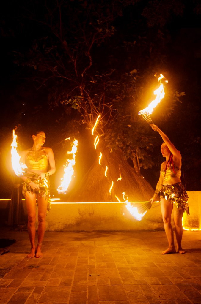 Two fire dancers