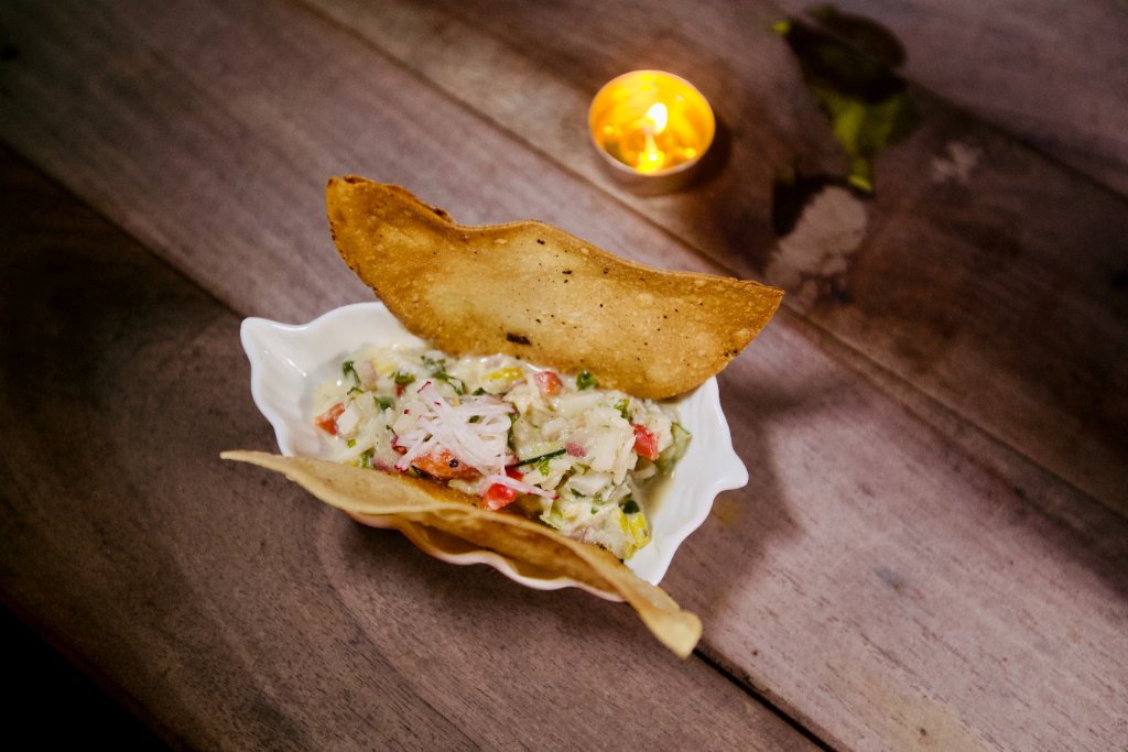 Ceviche with candle