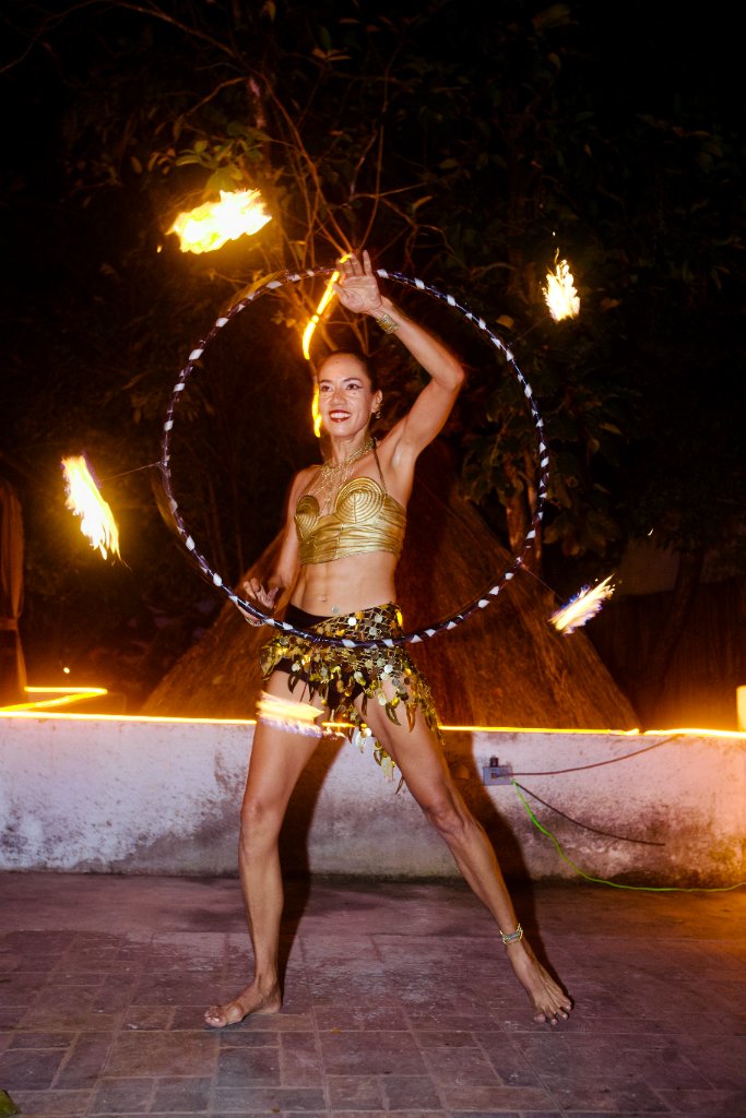 Fire hoop performer