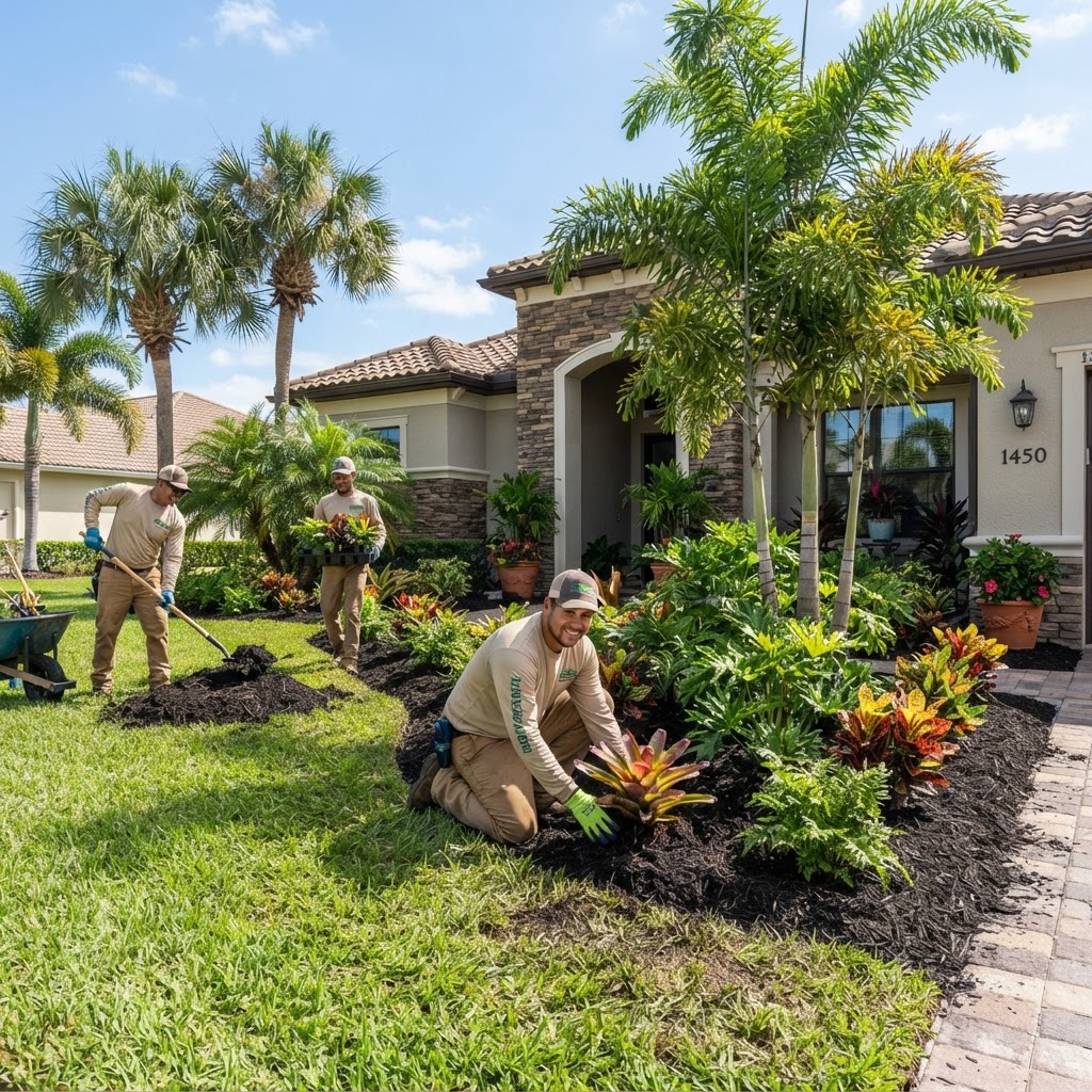 Professional landscaping installation in Fort Myers, Florida