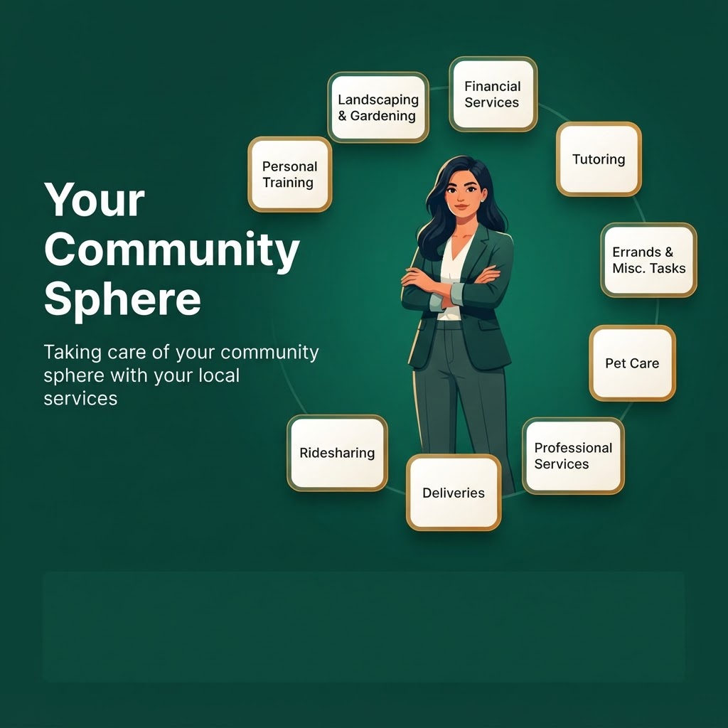 Proposed Premier Community graphic — woman surrounded by service tiles