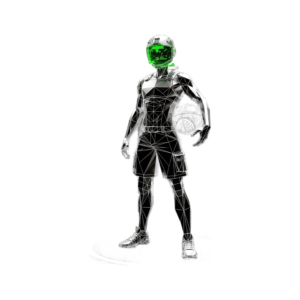 Futuristic AI wireframe athlete