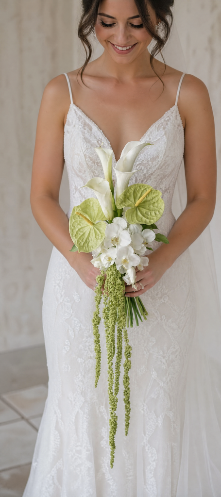 Green Anthurium Cascade Bouquet