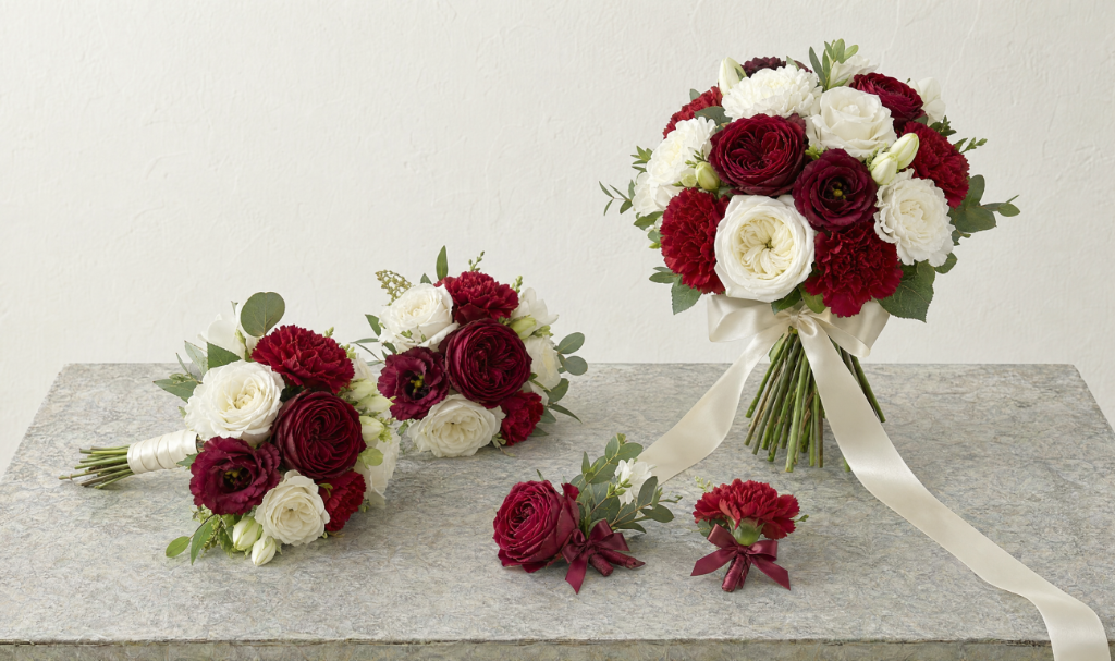 Burgundy & White Romance