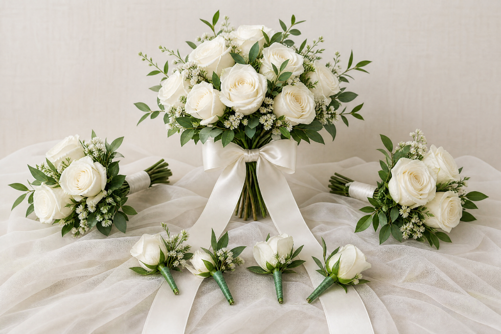 Classic White Rose & Greenery