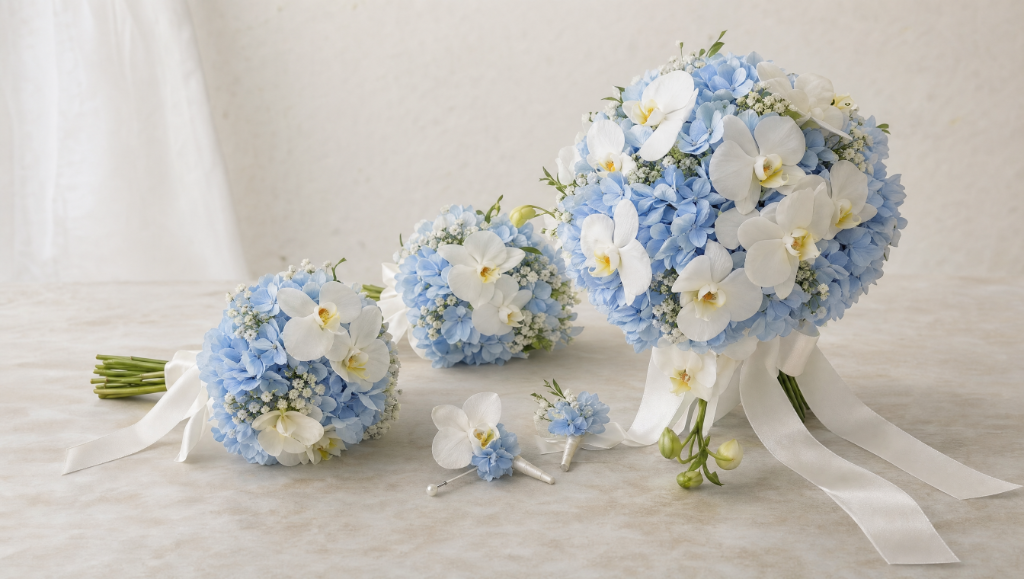 Blue Hydrangea & Orchid