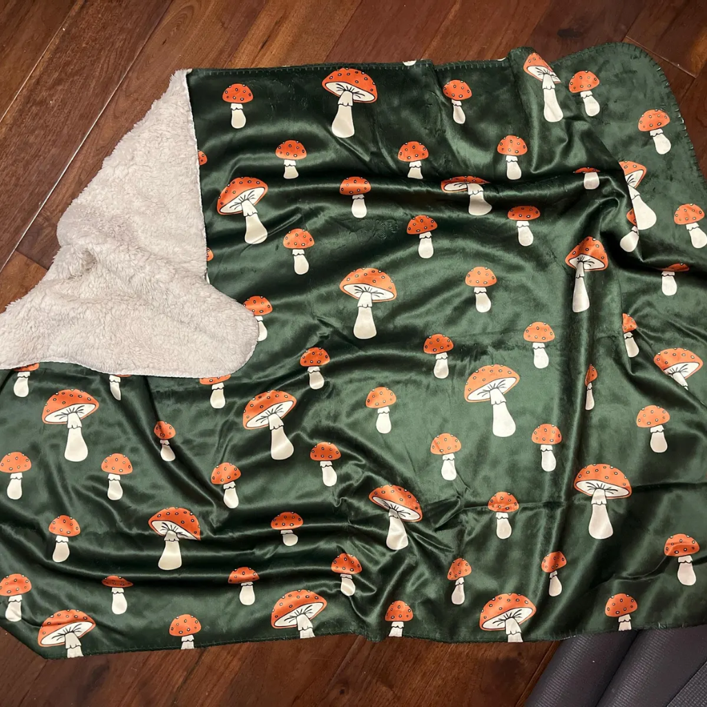 Custom mushroom print blanket