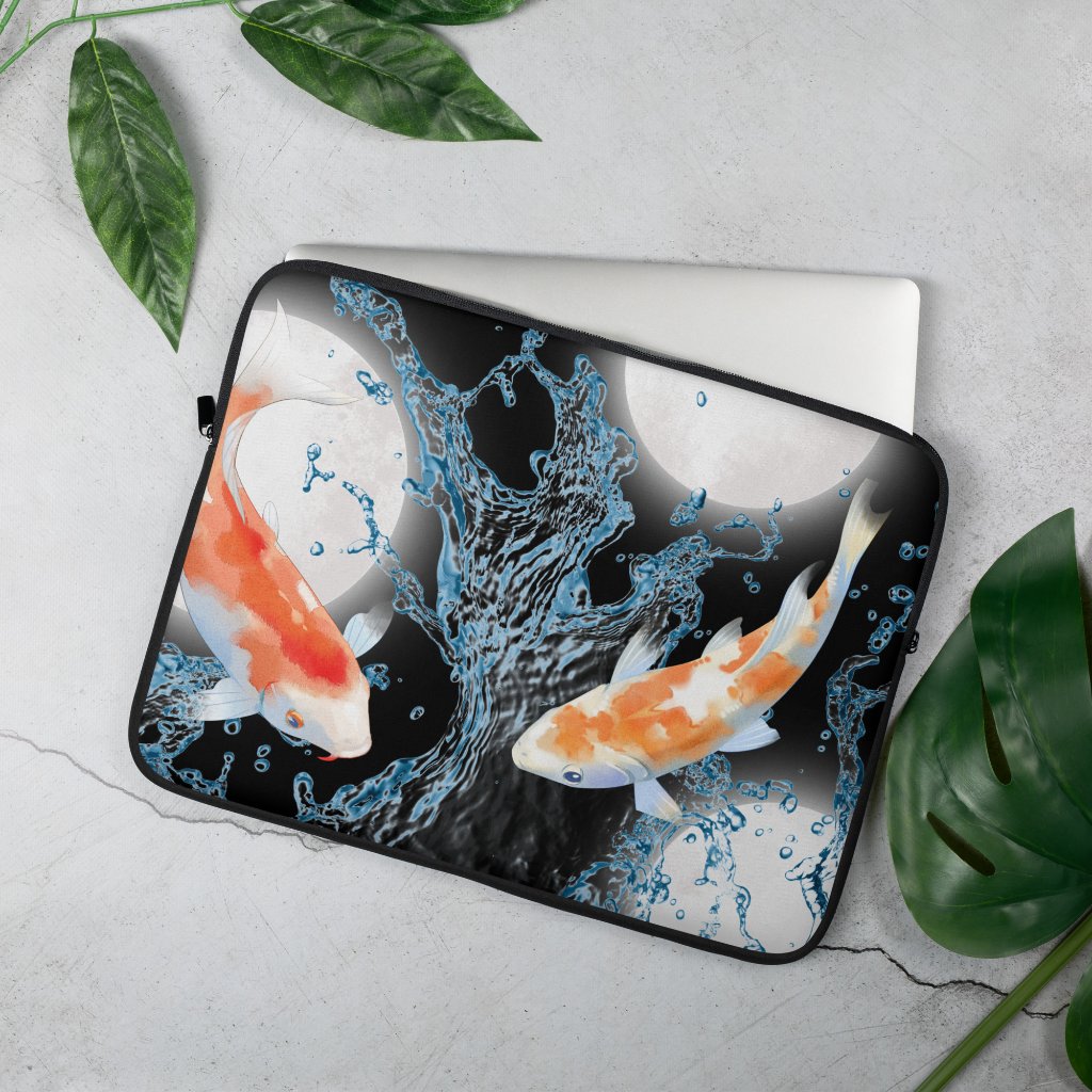 Custom koi fish laptop sleeve design