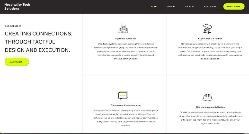 Hospitality Tech Solutions website design