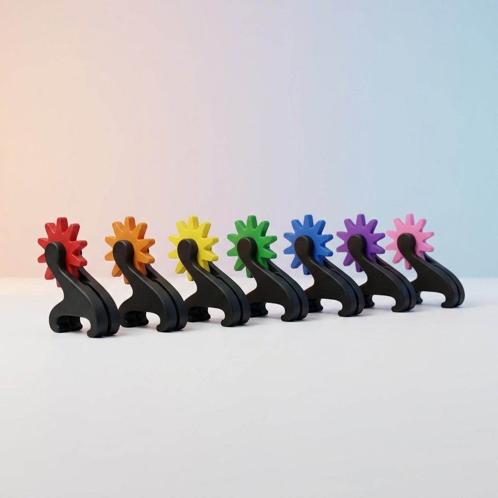 Custom 3D printed cowboy spurs in rainbow colours
