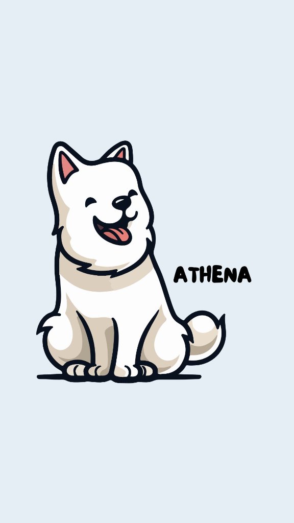Athena dog character illustration