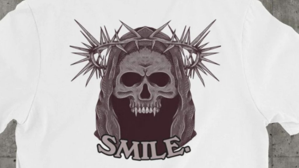 Smile skull crown of thorns shirt design
