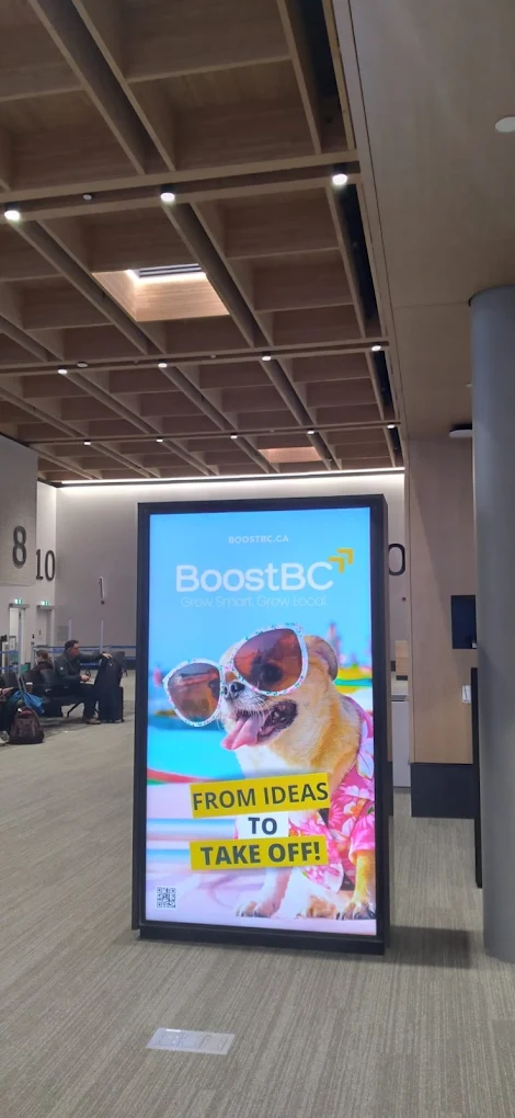 BoostBC airport digital signage