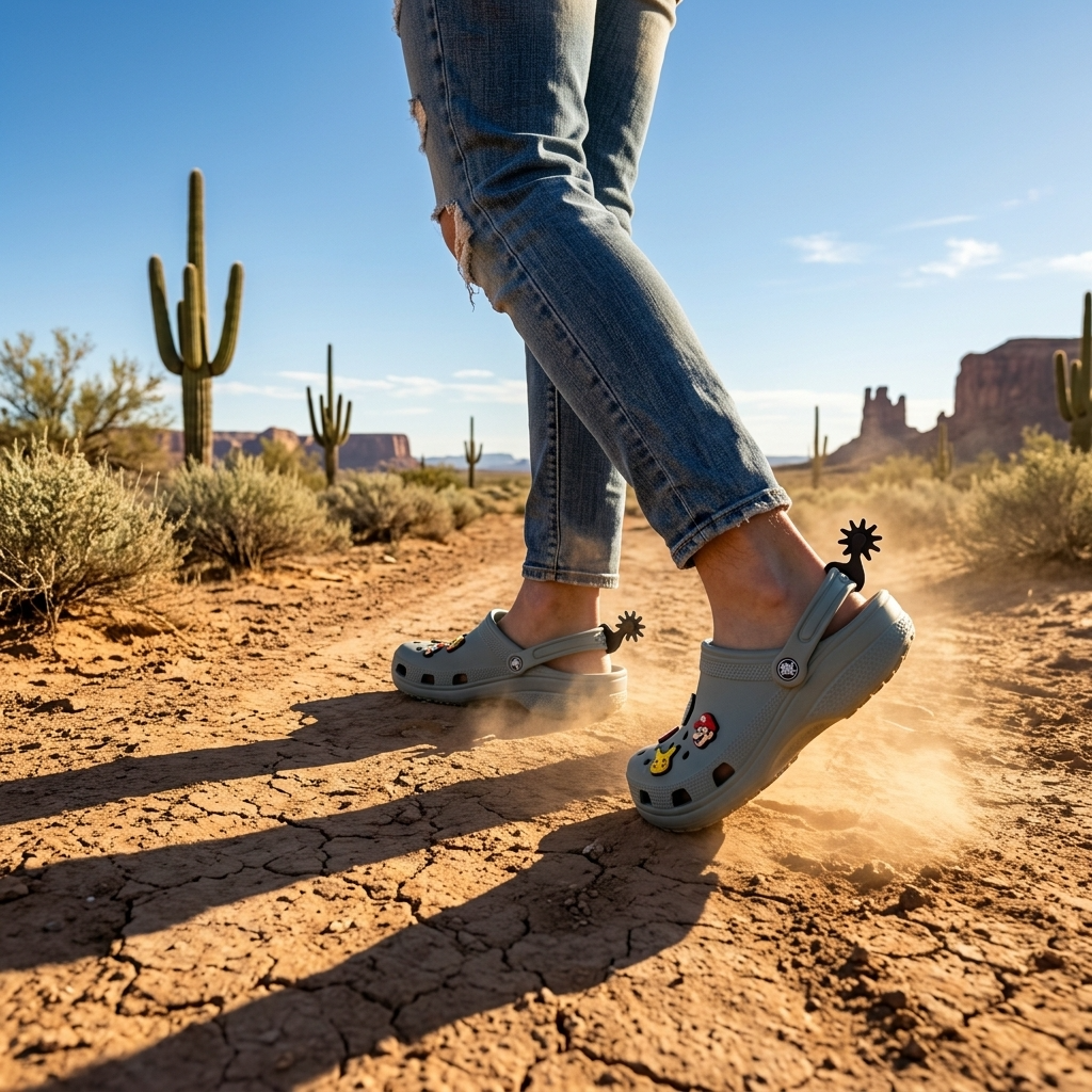 Custom 3D printed spur croc charms in desert setting