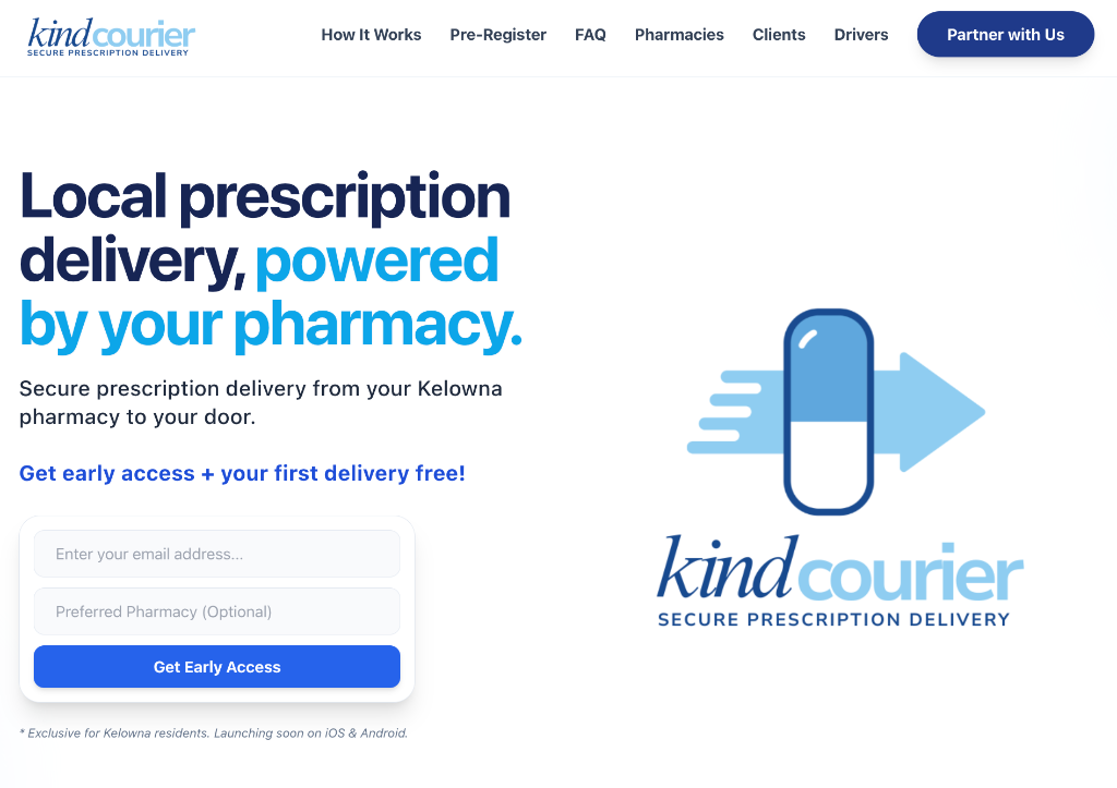Kind Courier website design