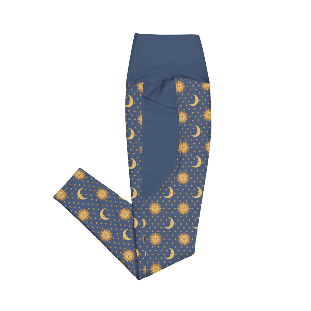Custom celestial sun and moon print leggings