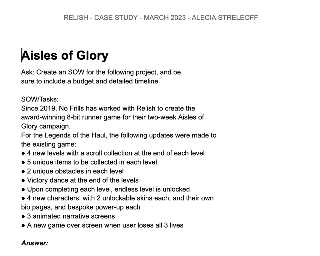 Aisles of Glory case study document design