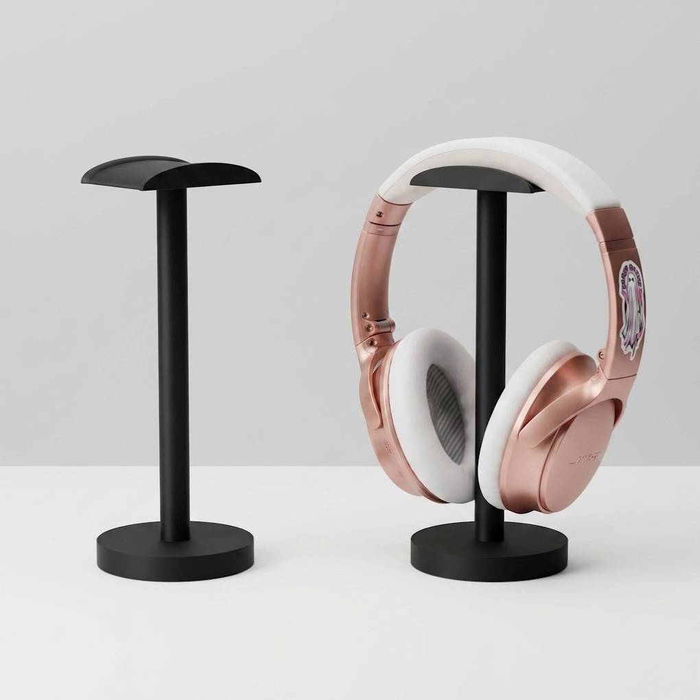 Custom sticker on headphones mockup