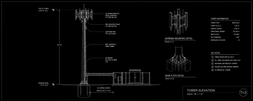 Tower elevation blueprint