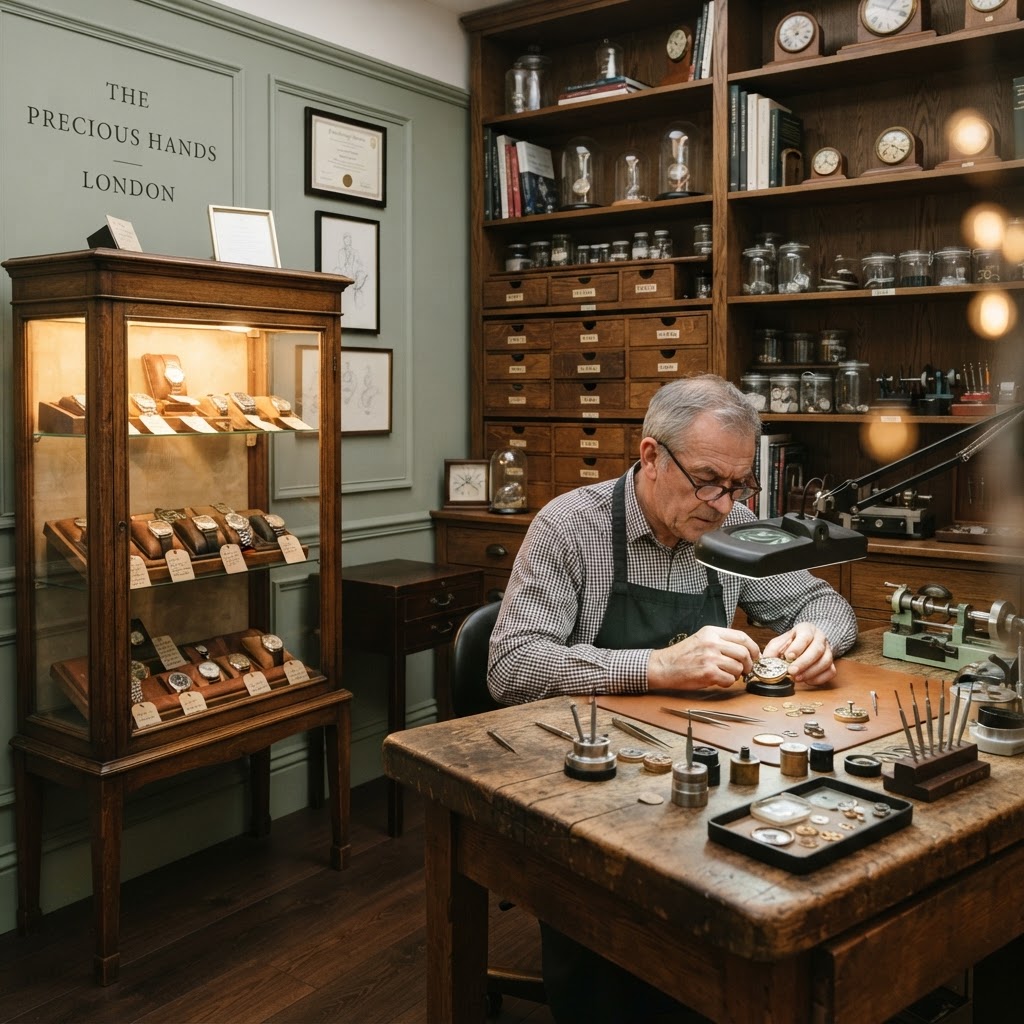 Interior of the Atoz watch and jewellery repair workshop