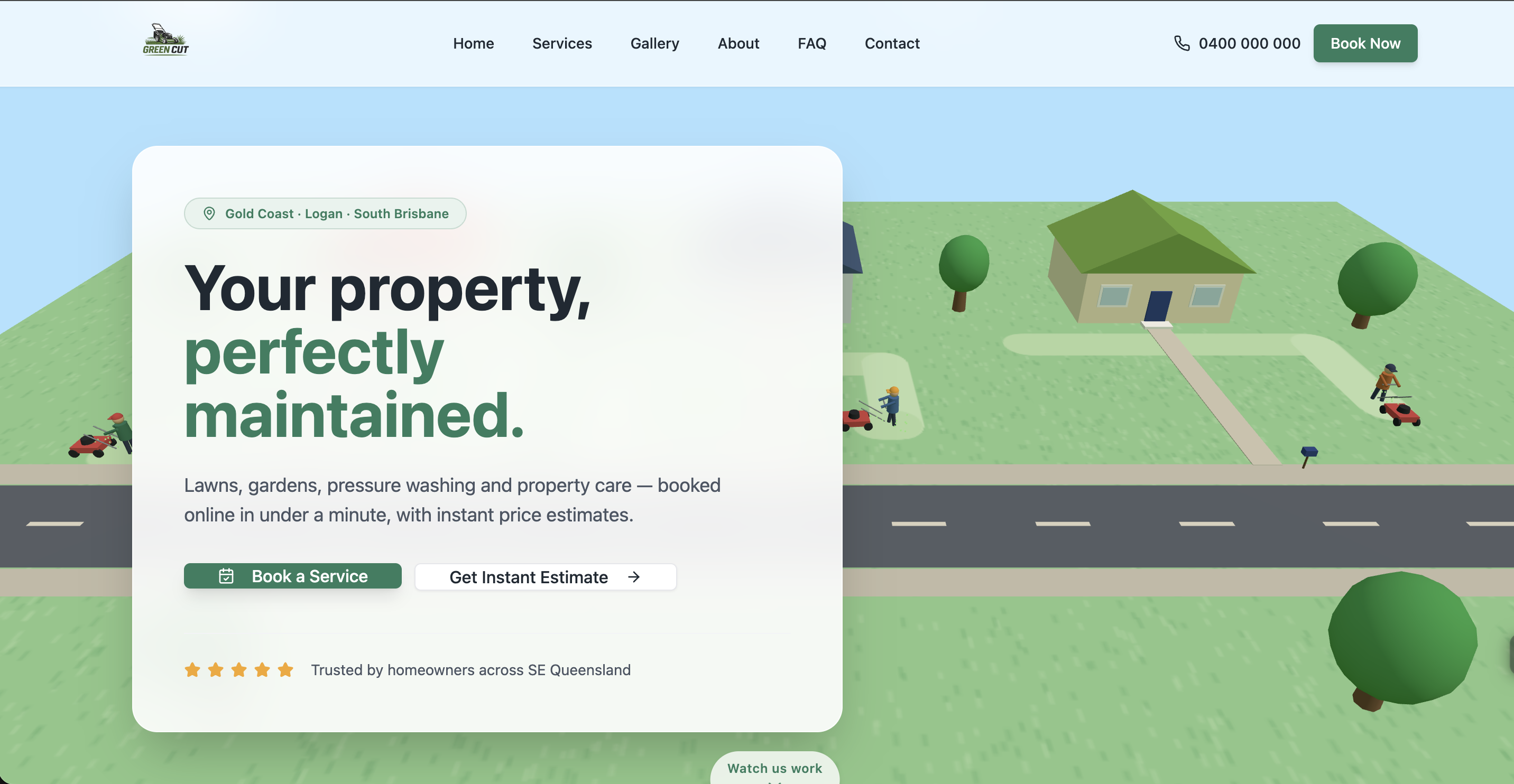  Green Cut lawnmowing website full invoicing system template preview