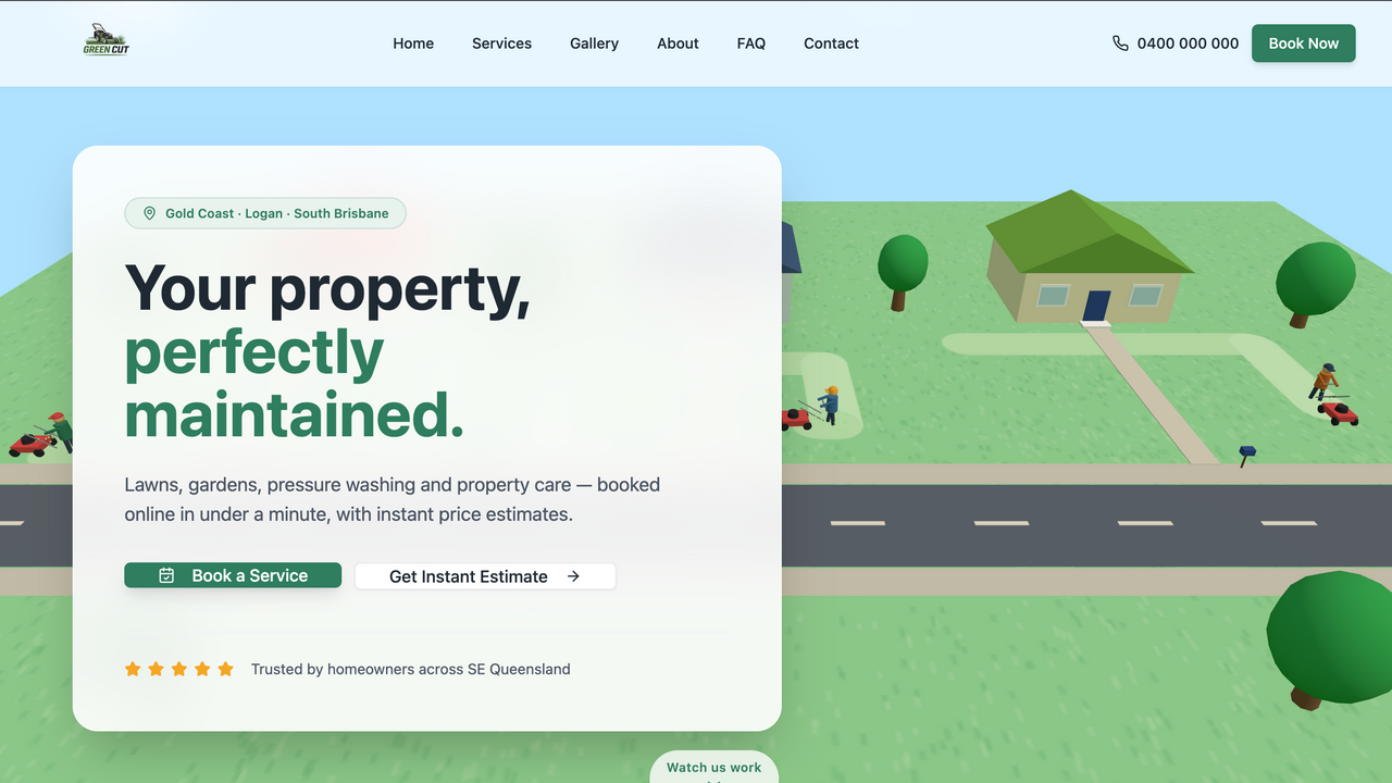  Green Cut lawnmowing website full invoicing system template preview