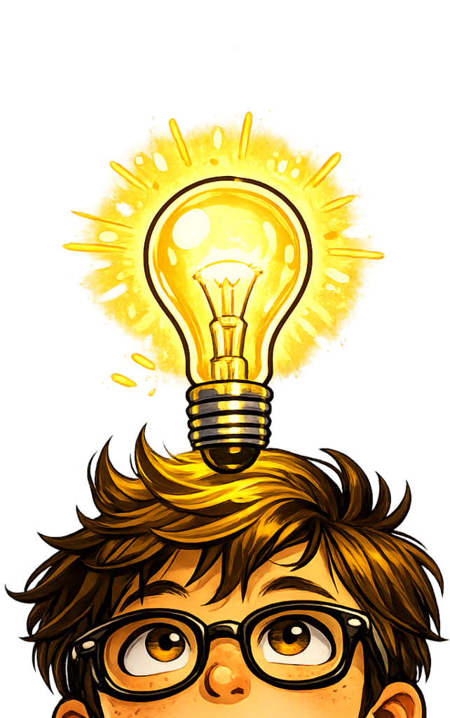 Lightbulb Boy peeking over footer