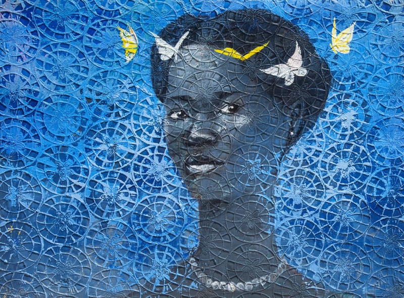 Whispers of Light, Acrylic paint on a lace surface — Adeodunfa