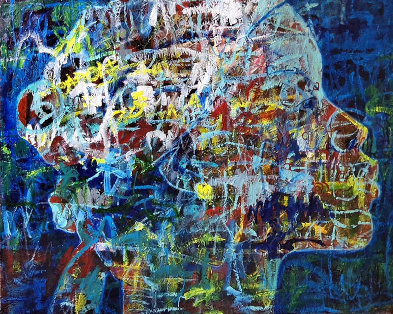Threads of Dawn, Acrylic on lace — Adeodunfa