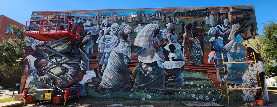 Jubilee — Reproduction of John T. Biggers' Jubilee – Ghana Harvest Festival · with Linda Hinojos · Texas Southern University
