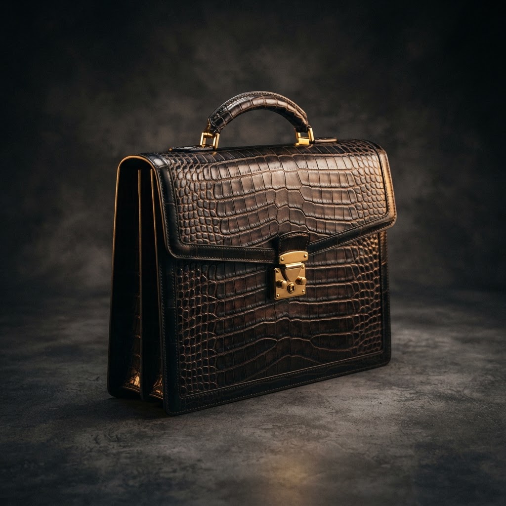 Crocodile-Embossed Travel Bag