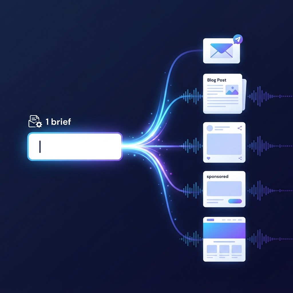 One brief generates content across every platform