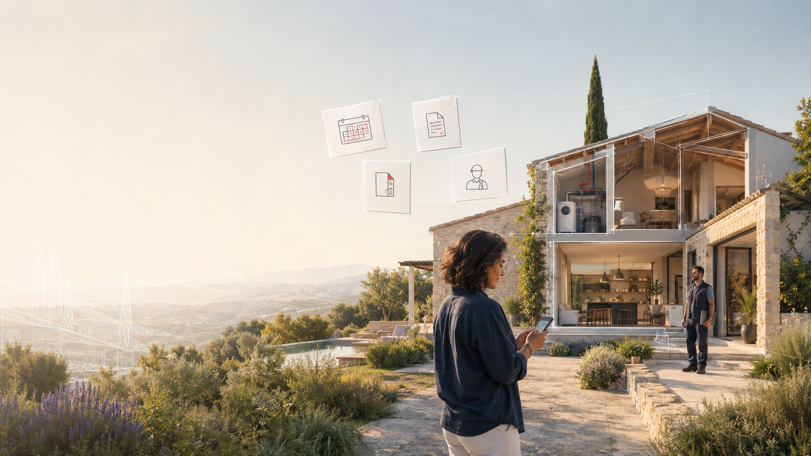 Maison et vie quotidienne autour du bien