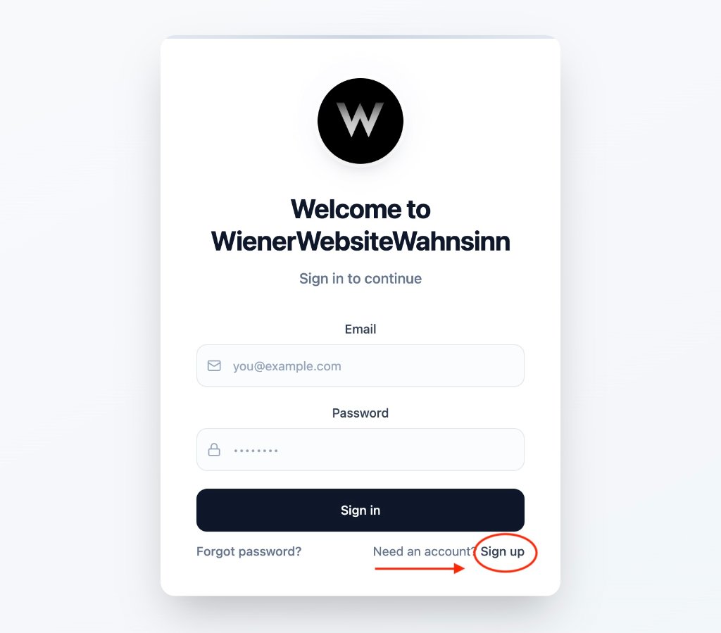 Hinweis: Klicke unten rechts auf Sign up