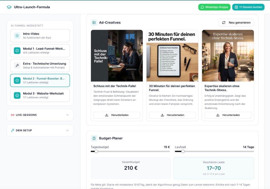Fertige Ad-Creatives & Budget-Planer