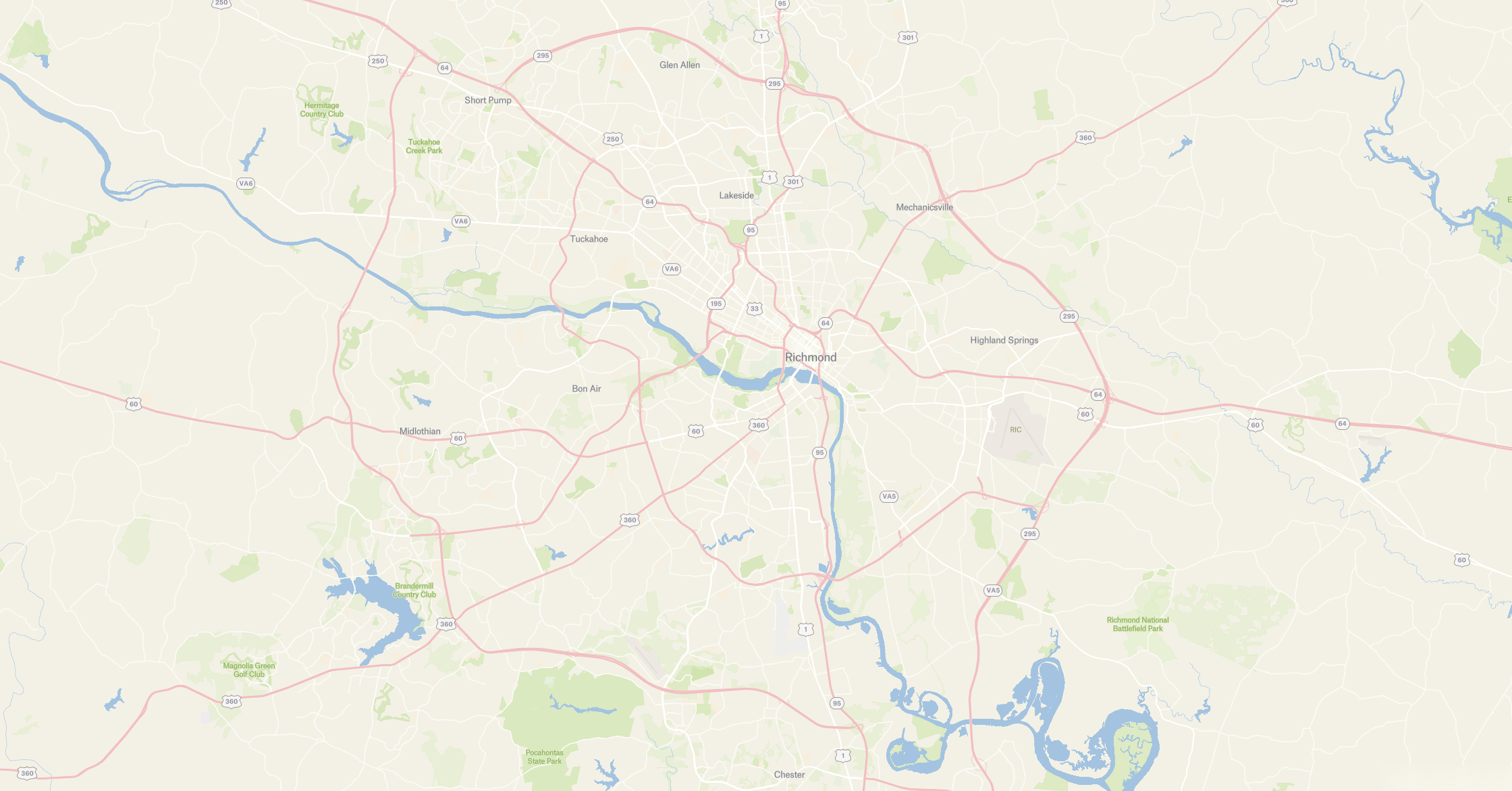 Map of Richmond service area