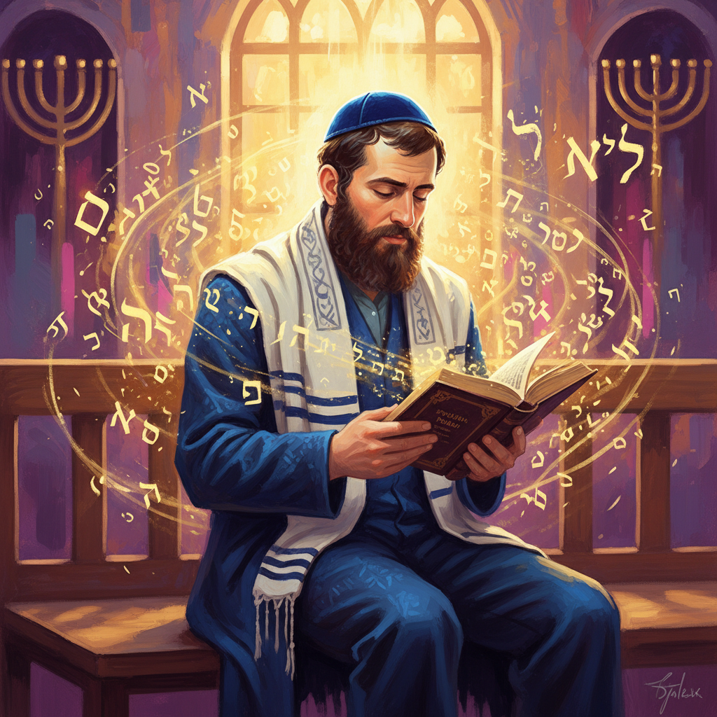 השוואה בין תפילה רגילה לקריאת תהילים עם אותיות עבריות מאירות