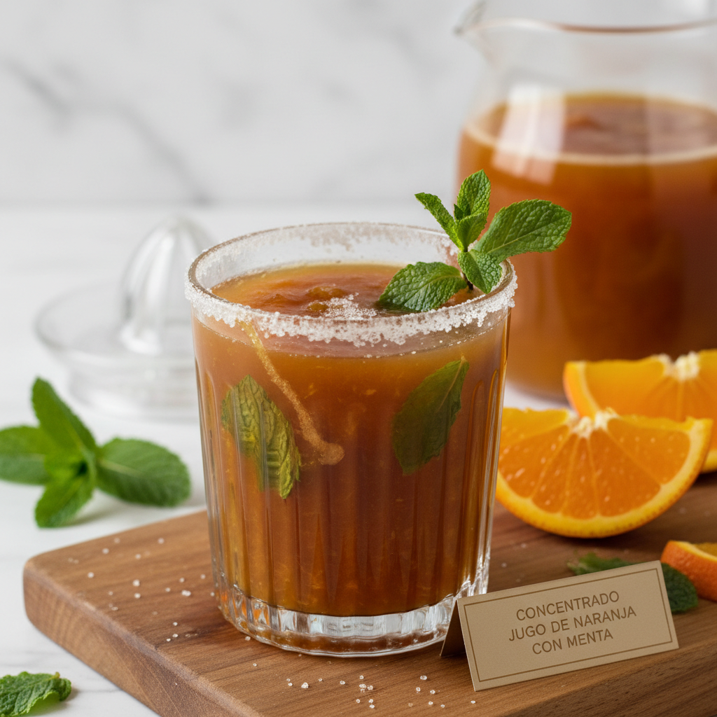 Receta Concentrado de jugo de naranja con menta