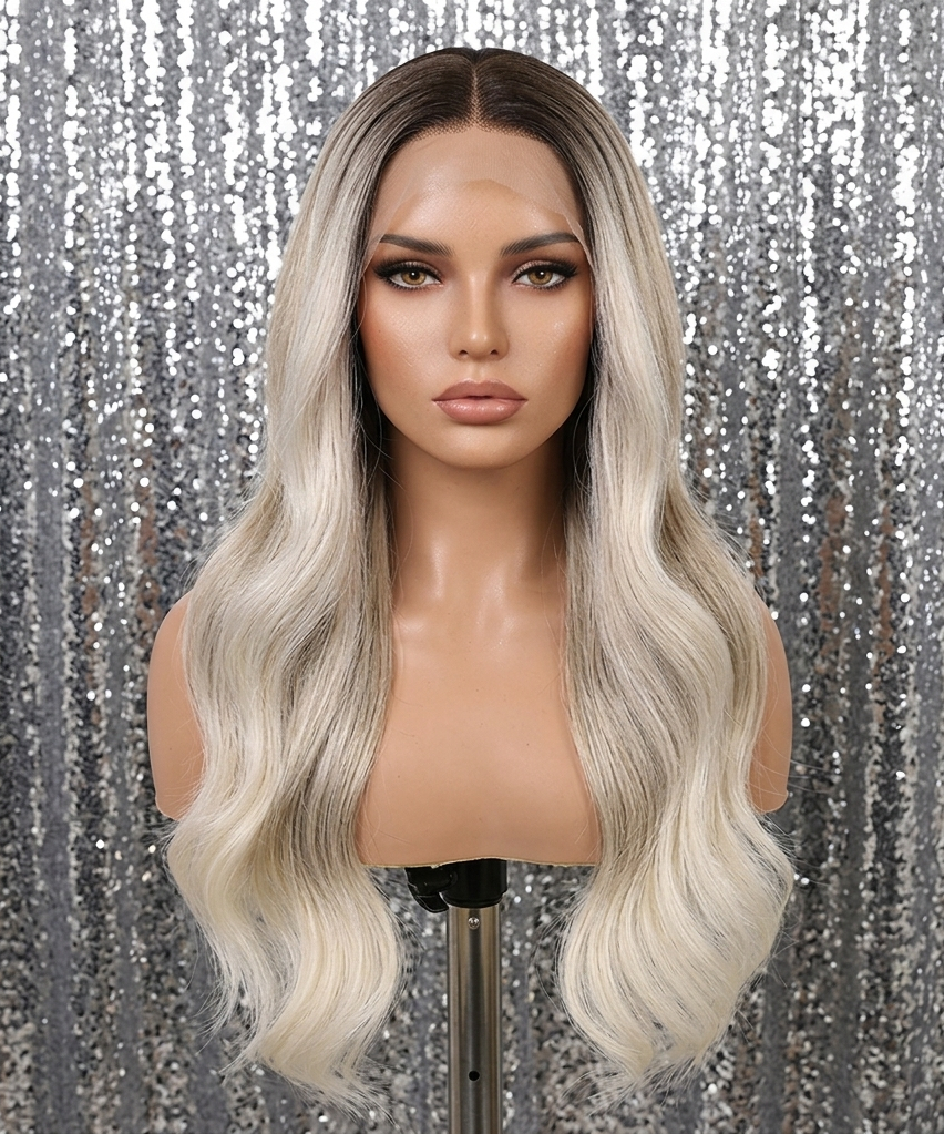 Alexis in Toasted Coconut | 26" Long Wavy Blonde Ombre Lace Front Wig