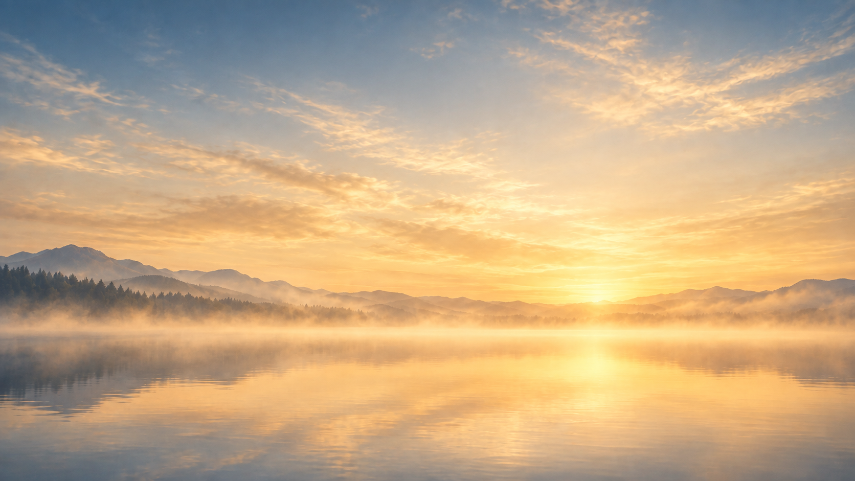 Sonnenaufgang über ruhigem Wasser