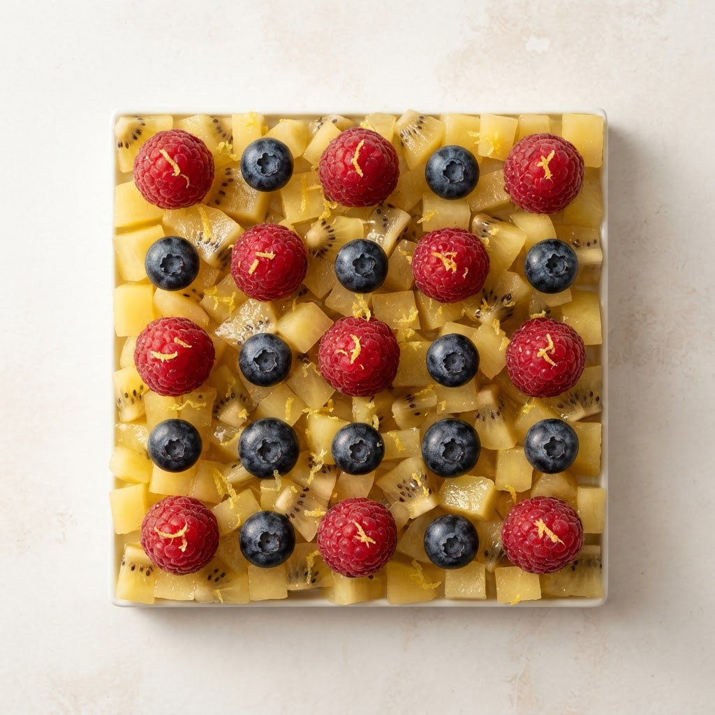 Mosaico Tropical de Frutos Silvestres y Cítricos