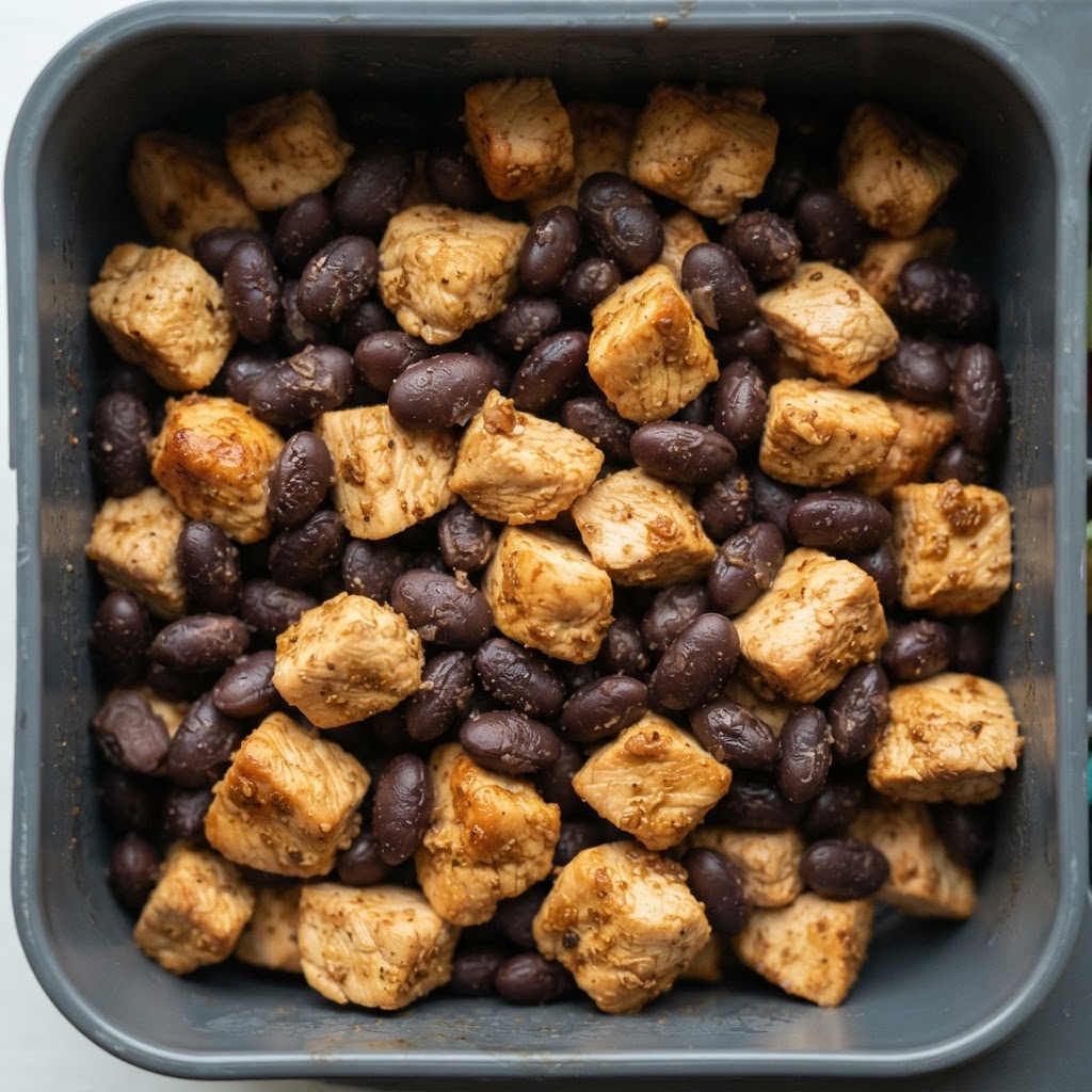 Bocaditos de Pollo al Limón con Frijoles Crujientes