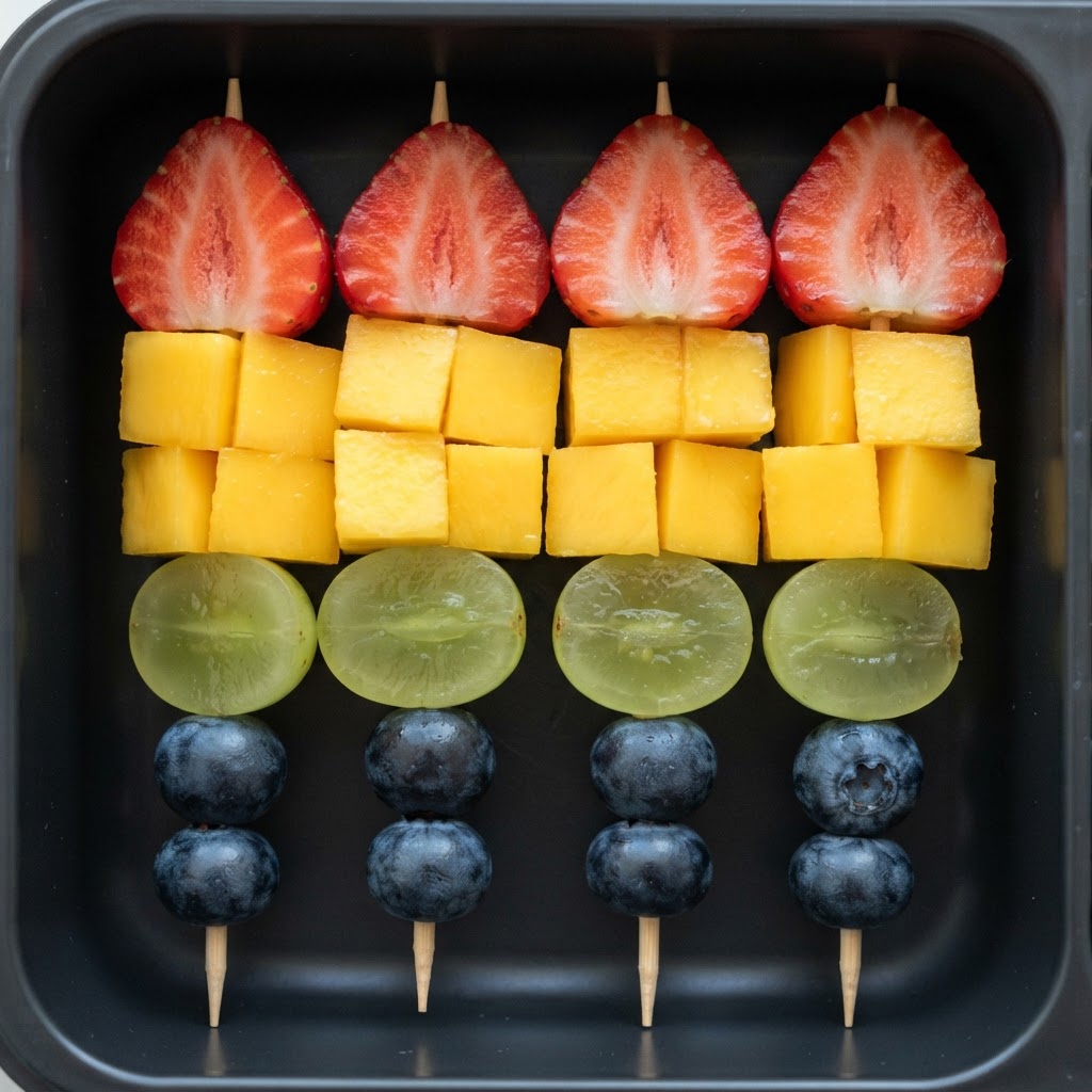 Brochetas Arcoíris de Frutas Frescas