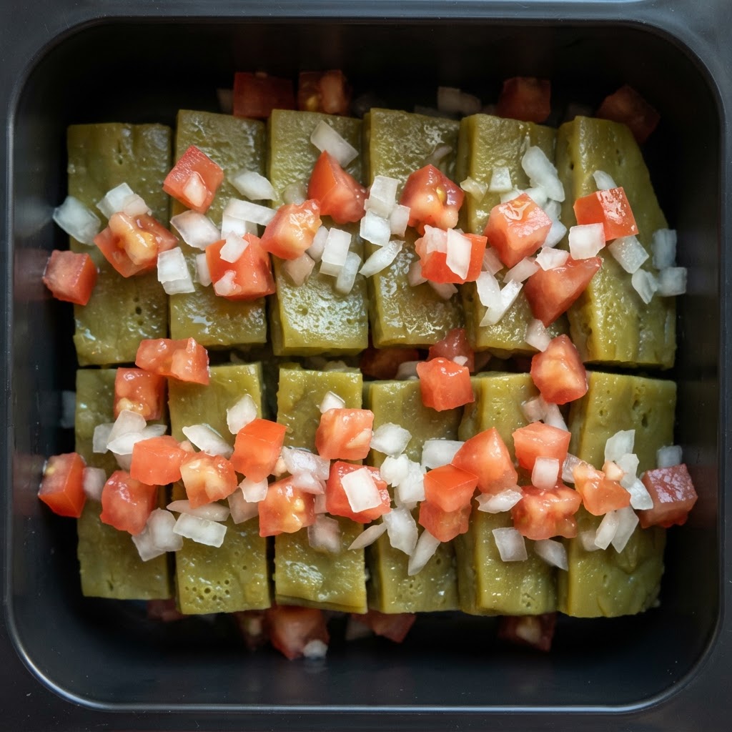 Barquitas de Nopal y Jitomate al Vapor