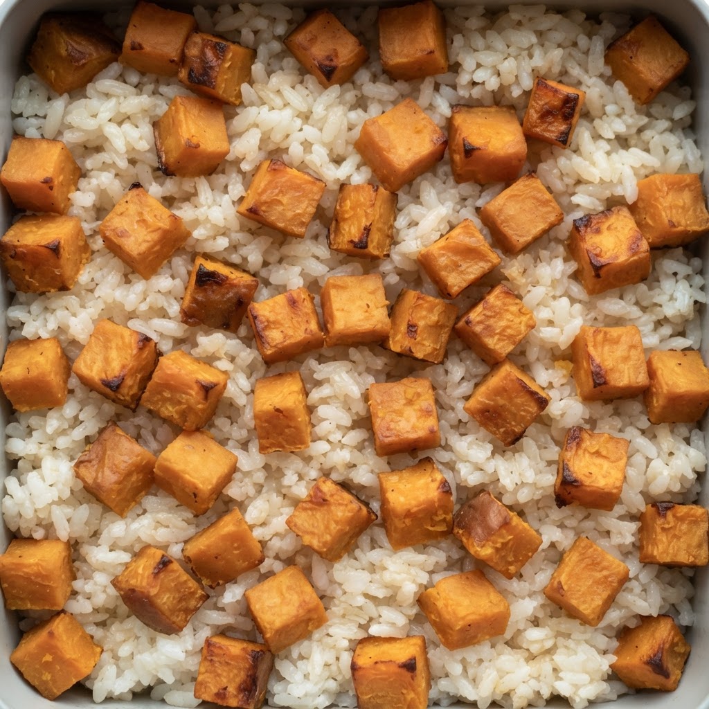 Camote Rostizado con Especias y Arroz Jazmín