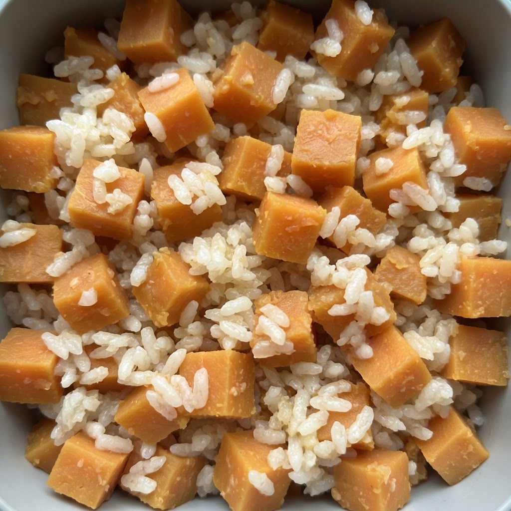 Cubitos de Camote Horneado con Canela y Arroz Integral