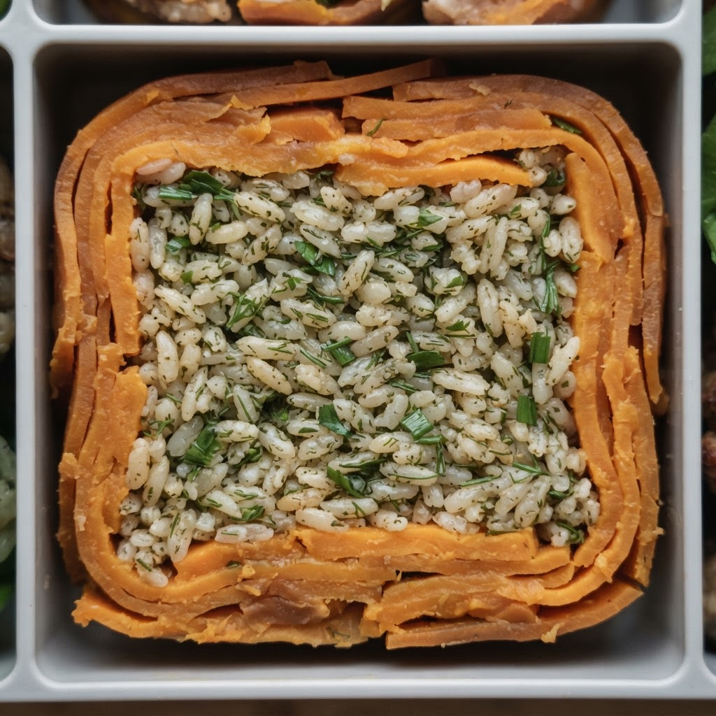 Terrina de Camote y Arroz con Hierbas Aromáticas