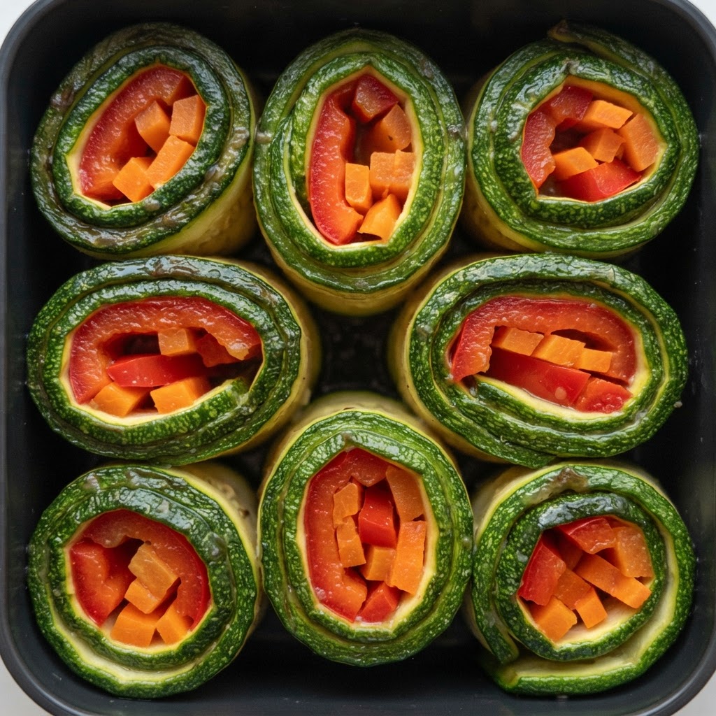 Rollitos Crujientes de Calabacín y Pimiento en Bastones
