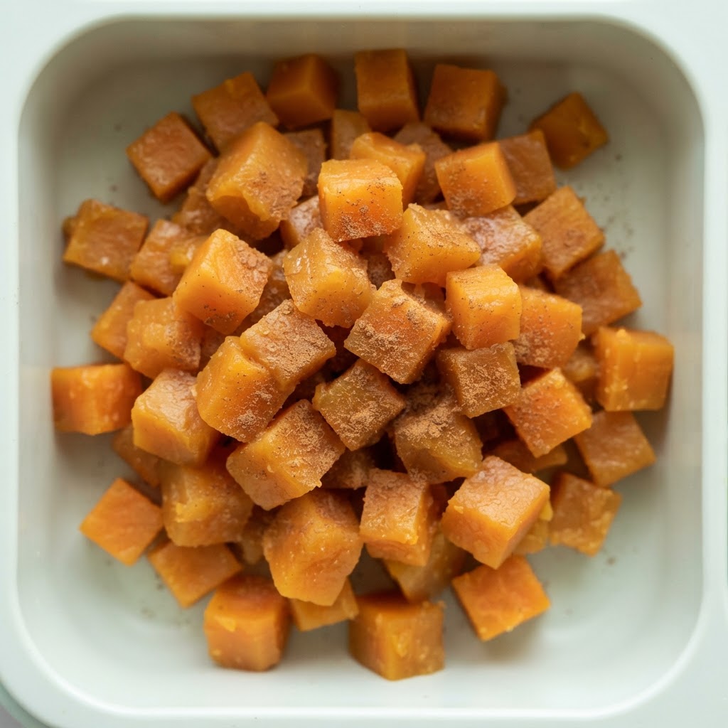 Cubitos de Camote Horneado con Canela y Vainilla